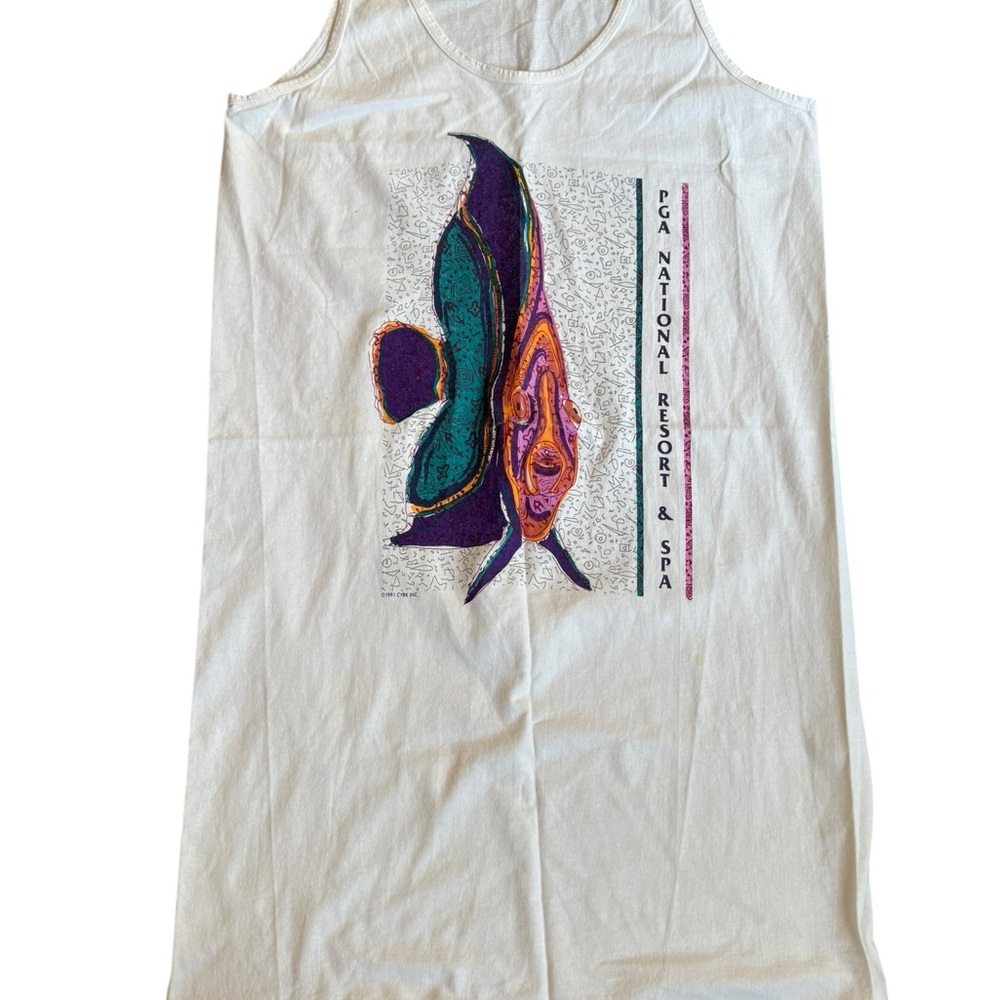Y2K Swim Cover Up Cotton Graphic OSFM Fish Beach Golf Souvenir Lightweight